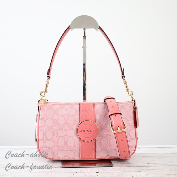 Coach Handbags - Coach C8306 Lonnie Baguette Crossbody In Signature Jacquard in Taffy
